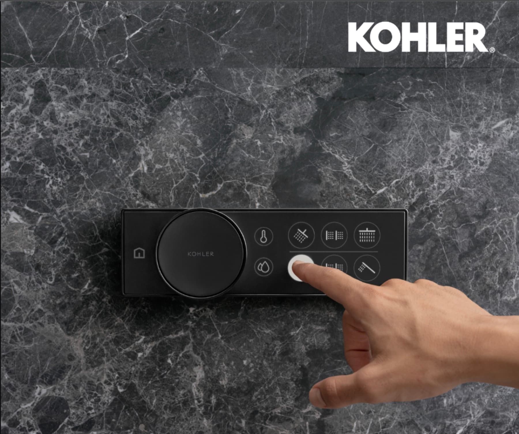 Kohler Anthem digital shower control panel — experience Kohler digital showering at Tayo Living, Gurgaon