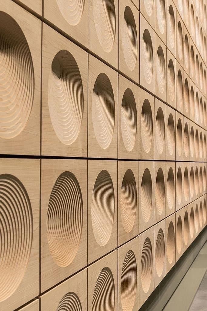 Circle-pattern carved façade panels