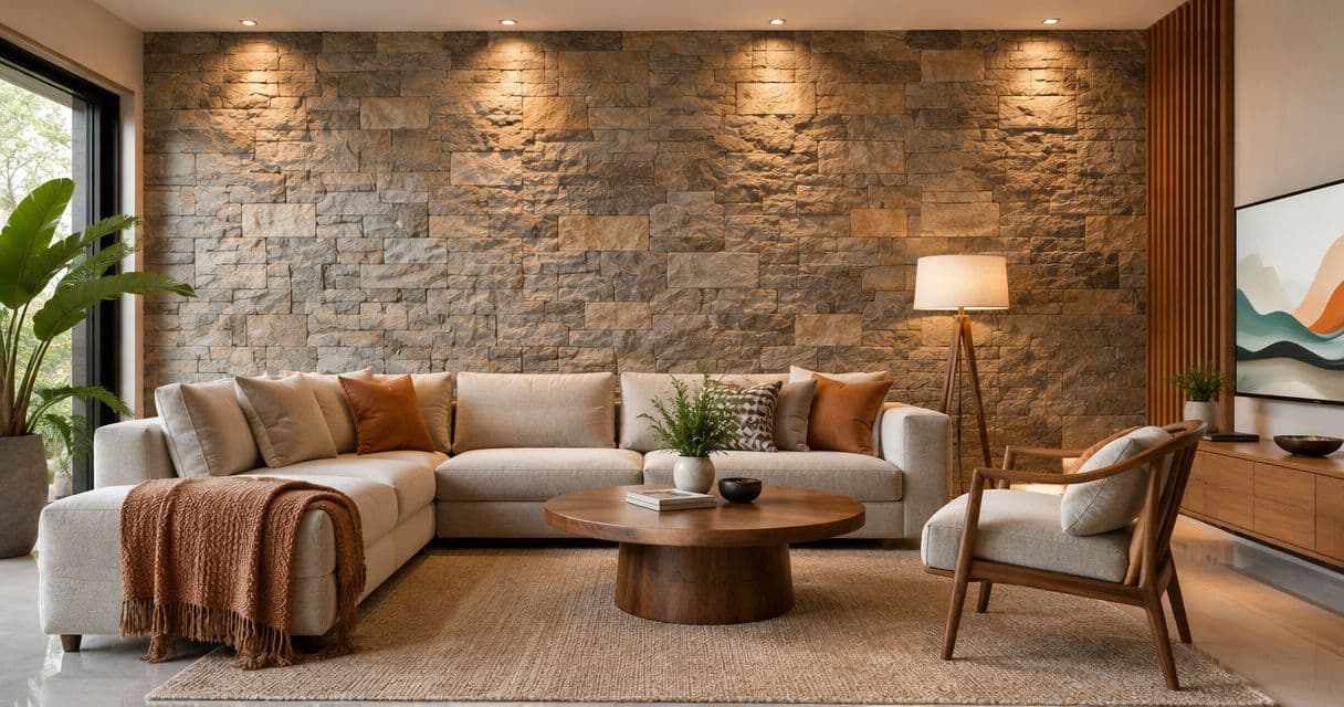 Best textured stone wall designs for Indian living rooms 2026